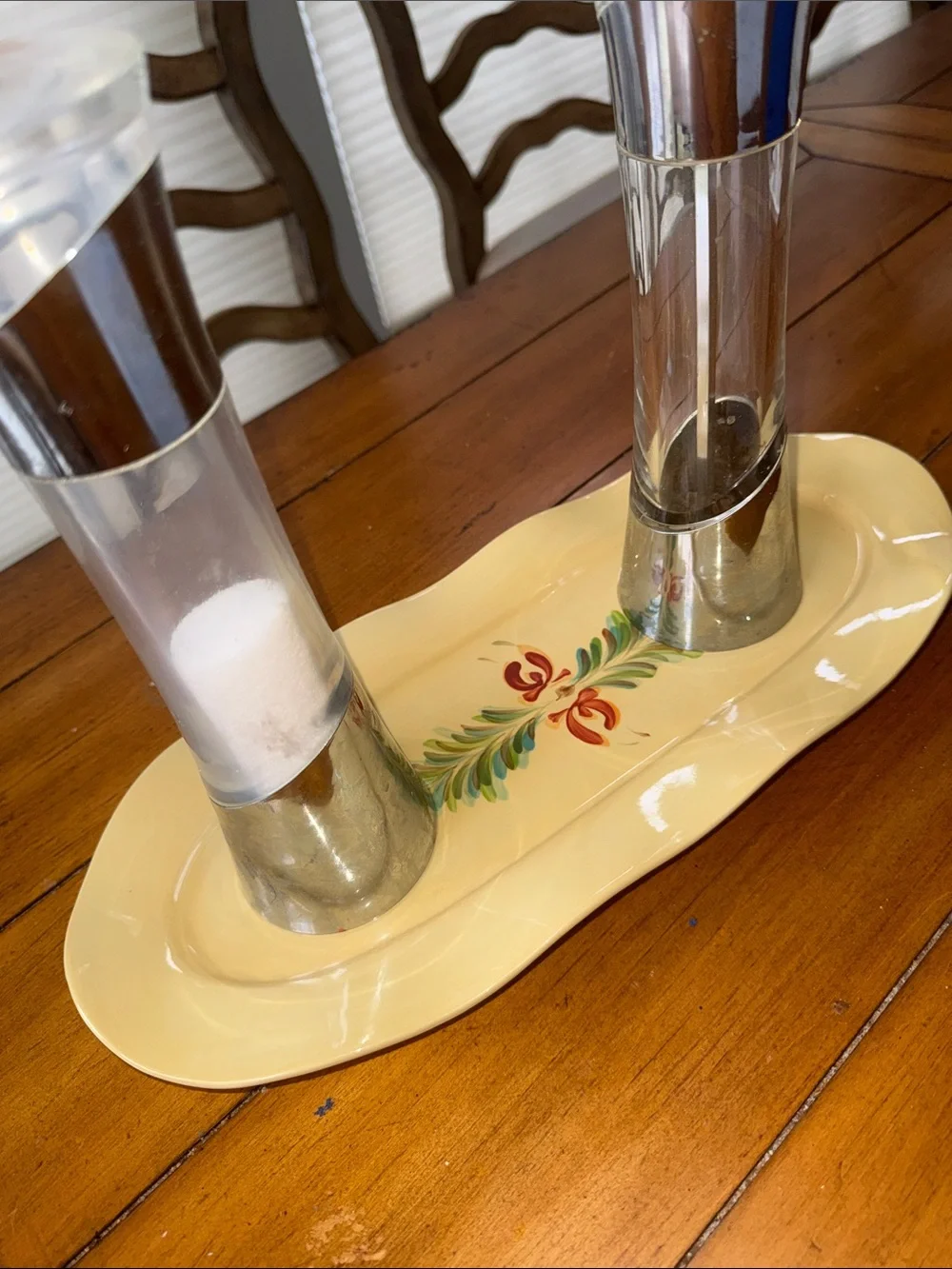 Gail Pittman Vintage Decorative Serving Platter with Hand-Painted Floral Accent